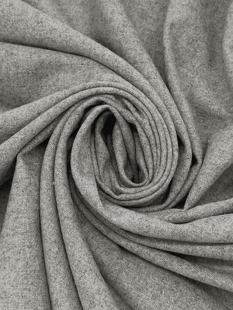 Light Gray Polyester/Wool Heathered Flannel Suiting 58W