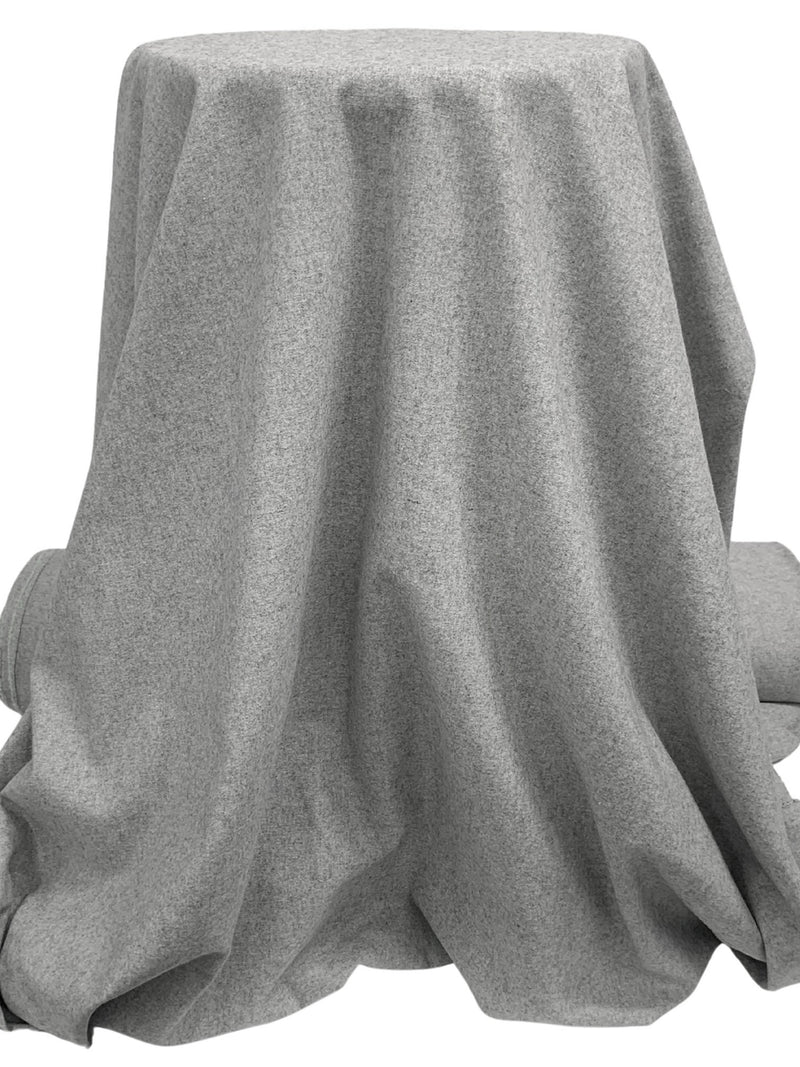 Light Gray Polyester/Wool Heathered Flannel Suiting 58W