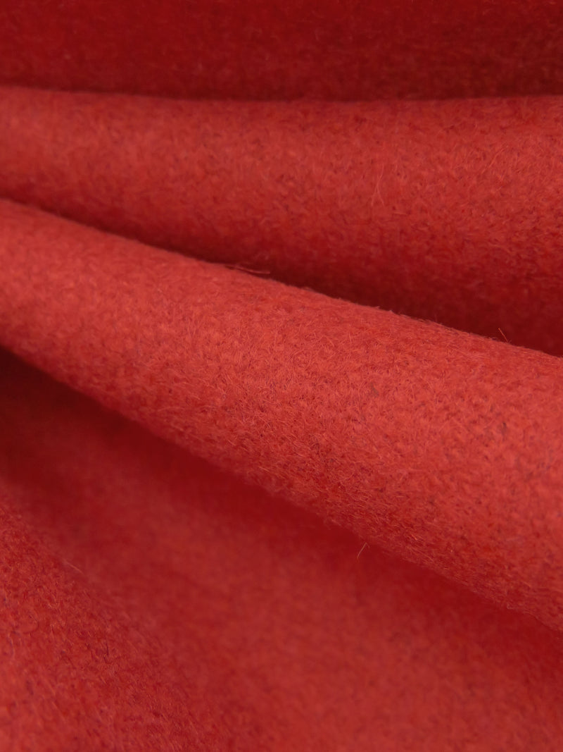 Fire Brick Red Polyester/Wool Melton Coating 60W