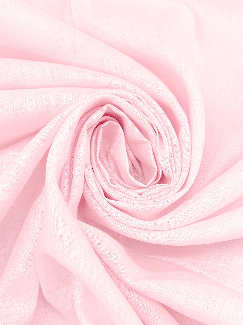 Palest Ballet Pink 100% Linen Light-Weight Yarn-Dyed Chambray Linen 58W