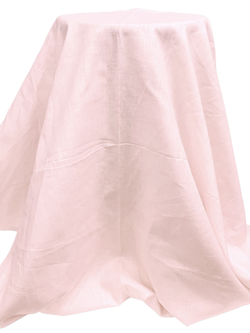 Palest Ballet Pink 100% Linen Light-Weight Yarn-Dyed Chambray Linen 58W