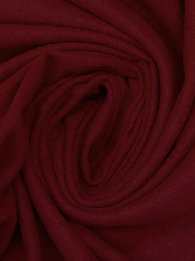 Dark Rosewood Red Polyester/Wool Melton Coating 58W