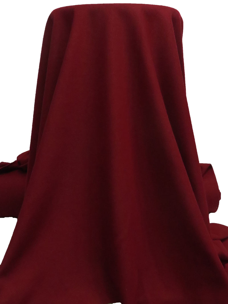 Dark Rosewood Red Polyester/Wool Melton Coating 58W