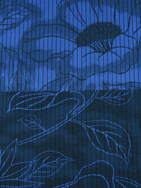 Dark Cornflower Blue/Black 100% Cotton Large Floral Stripe Weave Jacquard Shirting 58W