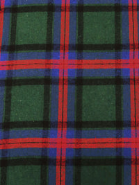 Dark Green/Scarlet/Black/Multi 100% Cotton Plaid Weave Flannel Shirting 54W
