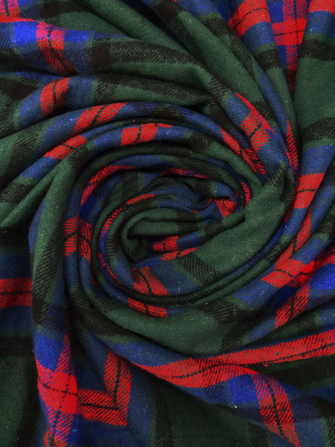 Dark Green/Scarlet/Black/Multi 100% Cotton Plaid Weave Flannel Shirting 54W