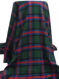 Dark Green/Scarlet/Black/Multi 100% Cotton Plaid Weave Flannel Shirting 54W