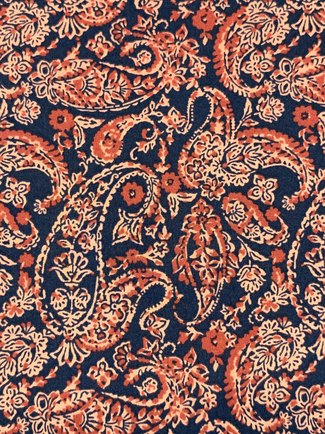 Navy/Copper Red/Multi 100% Cotton Paisley Floral Print Poplin Shirting 56W
