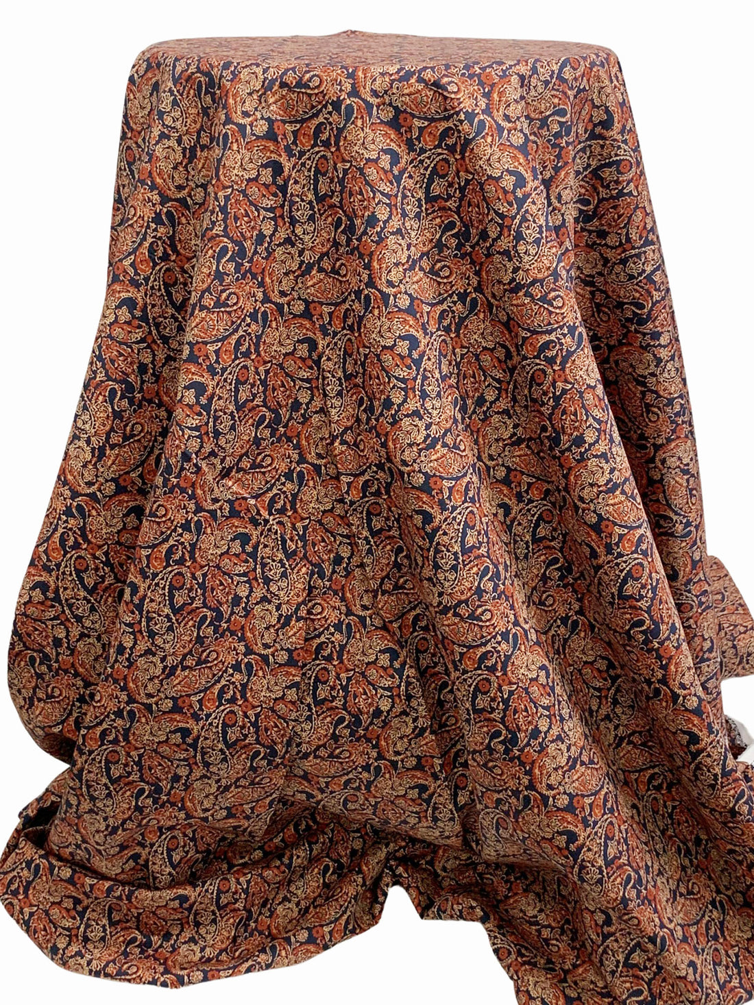 Navy/Copper Red/Multi 100% Cotton Paisley Floral Print Poplin Shirting 56W