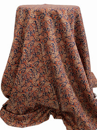 Navy/Copper Red/Multi 100% Cotton Paisley Floral Print Poplin Shirting 56W