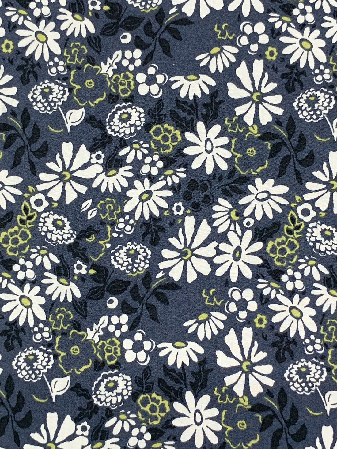 Dark Slate Blue/White/Multi 100% Cotton Floral Print Poplin Shirting 56W