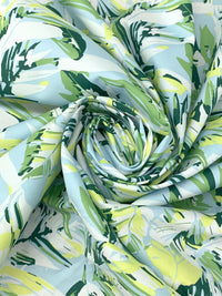 Turquoise Mist/Iguana Green/Multi Cotton/Lycra Floral Print Poplin Shirting 55W