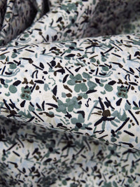 White/Pale Sky Blue/Xanadu/Multi Cotton/Lycra Abstract Print Poplin Shirting 54W