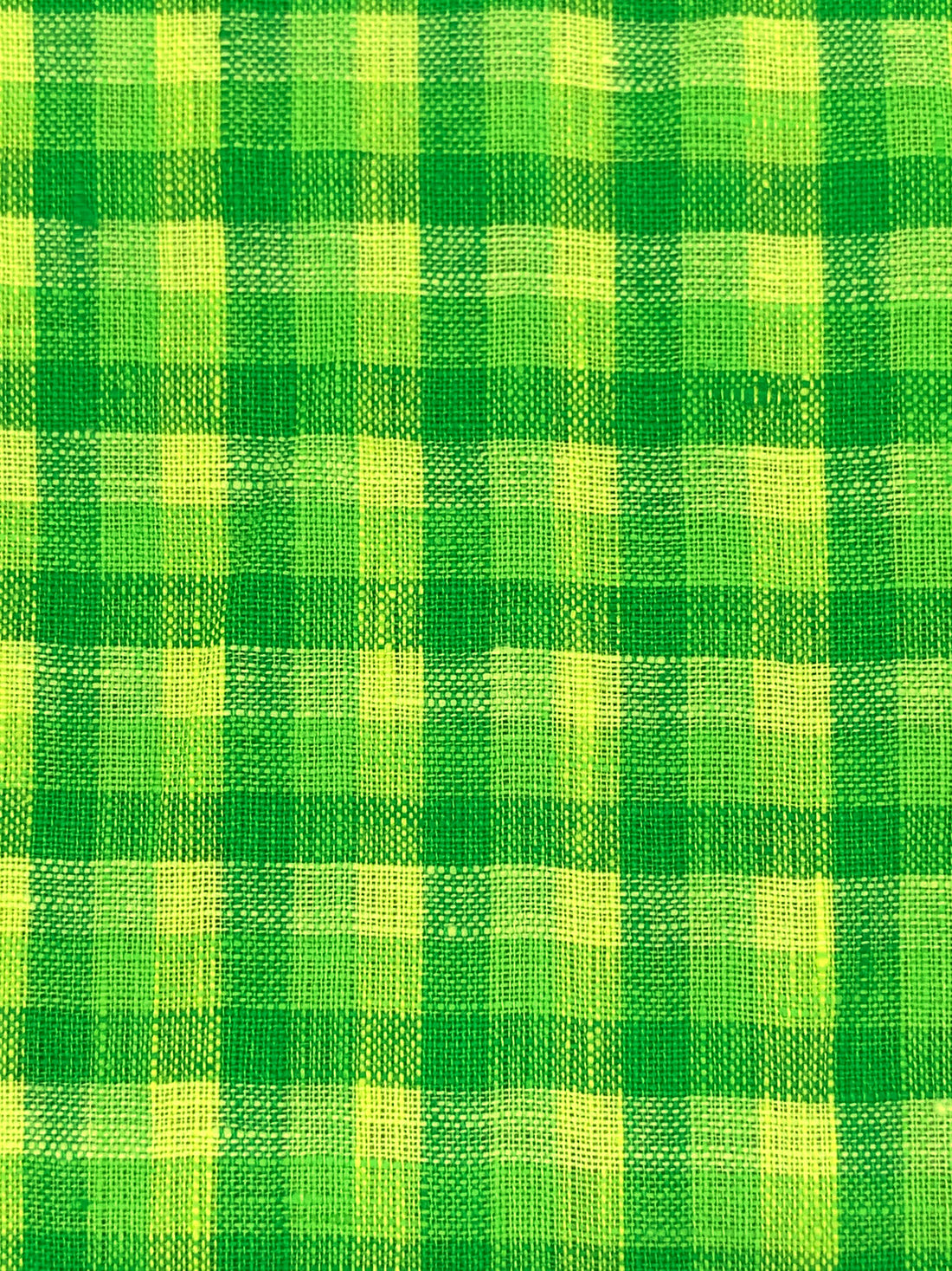 Forest Green/French Lime/Laser Lemon 100% Linen Yarn-Dyed Plaid Shirt Weight Woven 56W