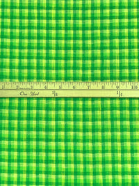 Forest Green/French Lime/Laser Lemon 100% Linen Yarn-Dyed Plaid Shirt Weight Woven 56W