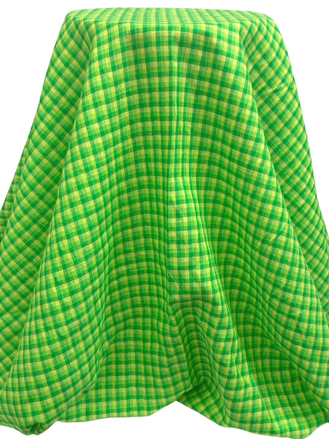 Forest Green/French Lime/Laser Lemon 100% Linen Yarn-Dyed Plaid Shirt Weight Woven 56W