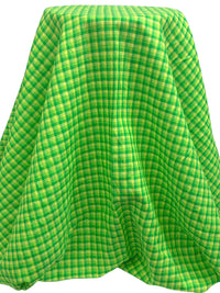 Forest Green/French Lime/Laser Lemon 100% Linen Yarn-Dyed Plaid Shirt Weight Woven 56W