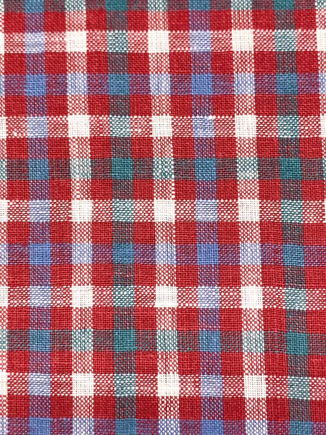Pure Crimson/Cornflower Blue/White 100% Linen Yarn-Dyed Plaid Shirt Weight Woven 56W