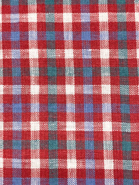 Pure Crimson/Cornflower Blue/White 100% Linen Yarn-Dyed Plaid Shirt Weight Woven 56W