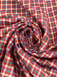 Pure Crimson/Cornflower Blue/White 100% Linen Yarn-Dyed Plaid Shirt Weight Woven 56W