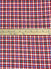 Pure Crimson/Cornflower Blue/White 100% Linen Yarn-Dyed Plaid Shirt Weight Woven 56W