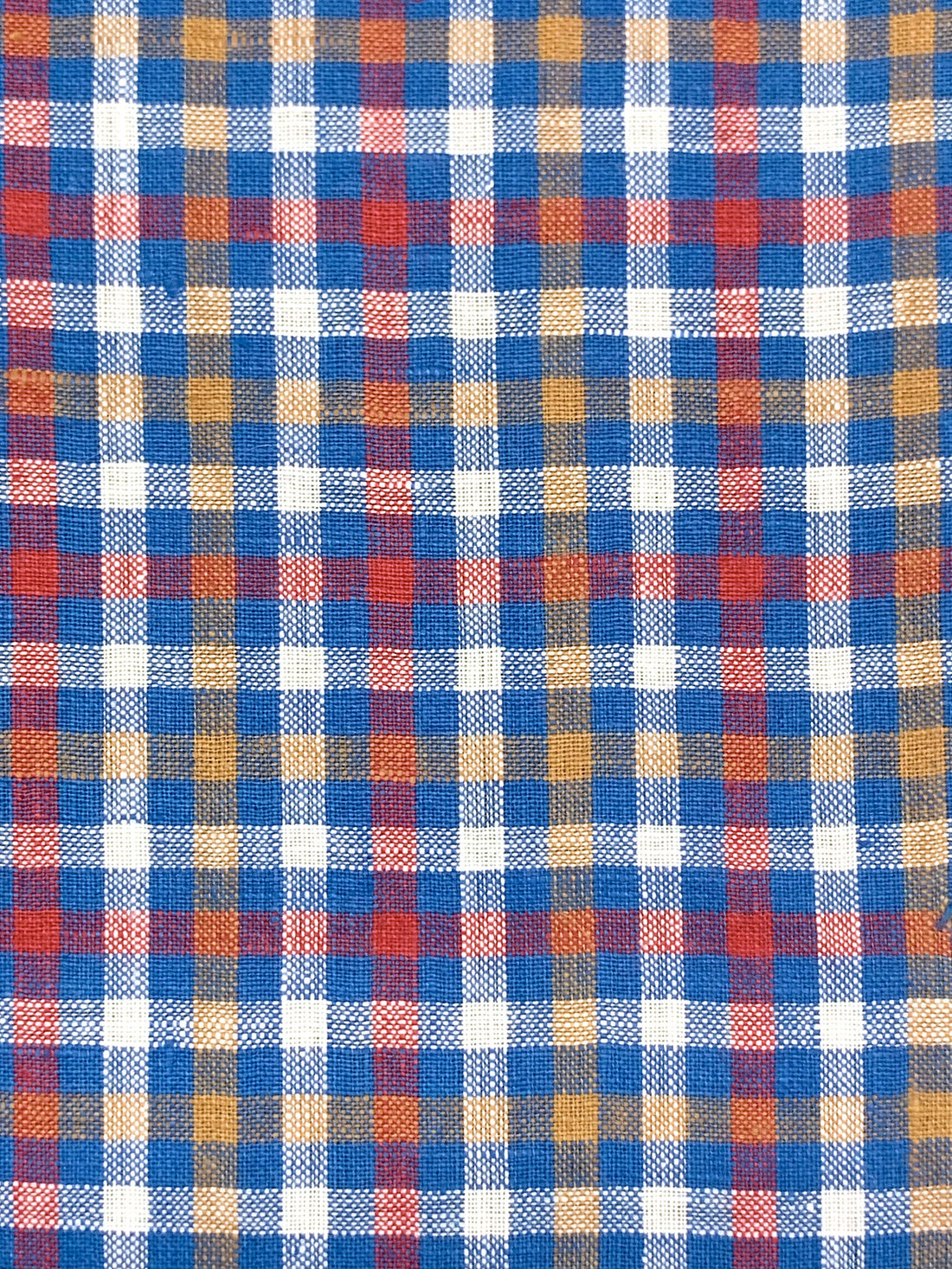 True Blue/Soft Ochre/Imperial Red/White 100% Linen Yarn-Dyed Plaid Shirt Weight Woven 56W