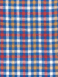True Blue/Soft Ochre/Imperial Red/White 100% Linen Yarn-Dyed Plaid Shirt Weight Woven 56W