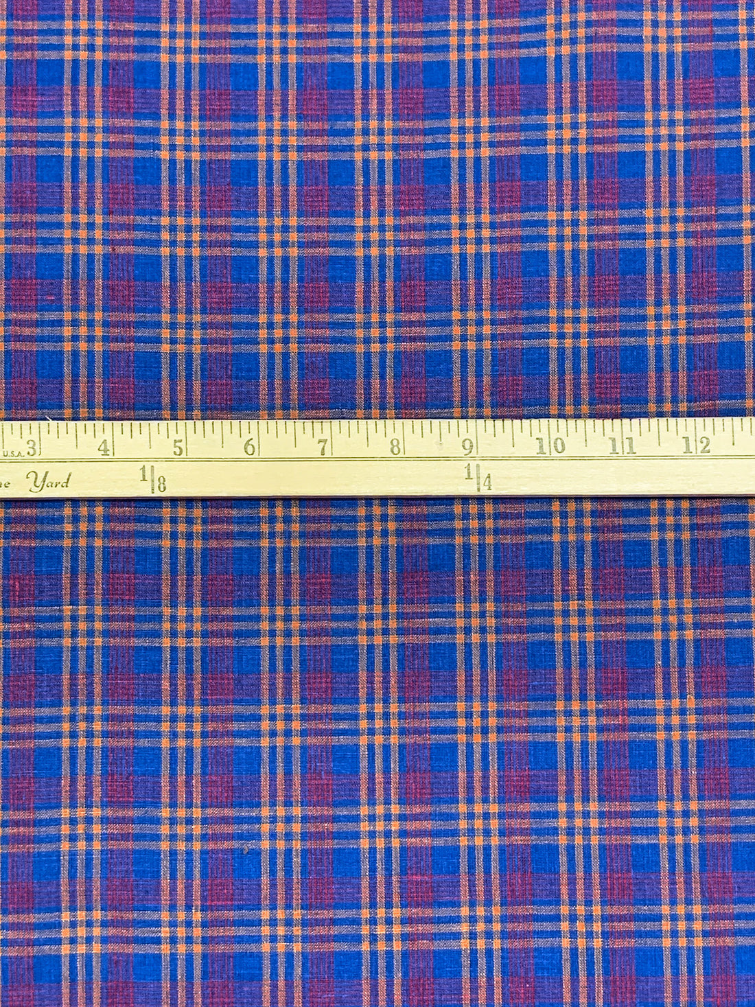 Sapphire/Apricot/Fiery Rose 100% Linen Yarn-Dyed Plaid Shirt Weight Woven 56W