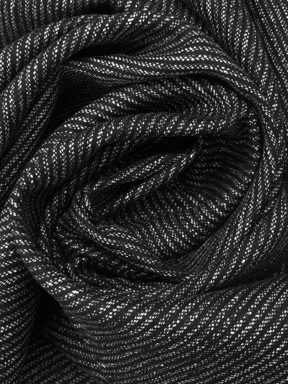 Black/White 100% Linen Heathered Small Vertical Stripe Weave Suiting 56W