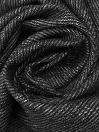 Black/White 100% Linen Heathered Small Vertical Stripe Weave Suiting 56W