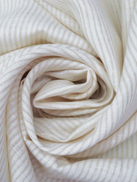 Light Sand/White 100% Linen Small Vertical Stripe Weave Shirt Weight Woven 56W