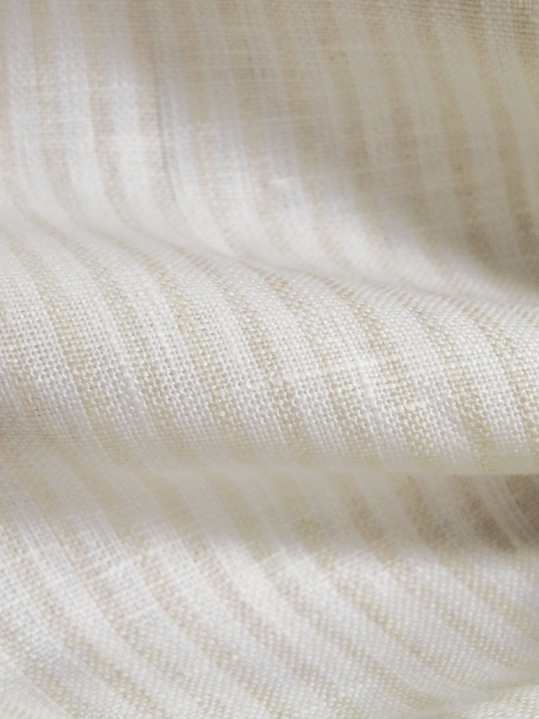 Light Sand/White 100% Linen Small Vertical Stripe Weave Shirt Weight Woven 56W