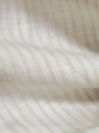 Light Sand/White 100% Linen Small Vertical Stripe Weave Shirt Weight Woven 56W