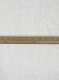 Light Sand/White 100% Linen Small Vertical Stripe Weave Shirt Weight Woven 56W