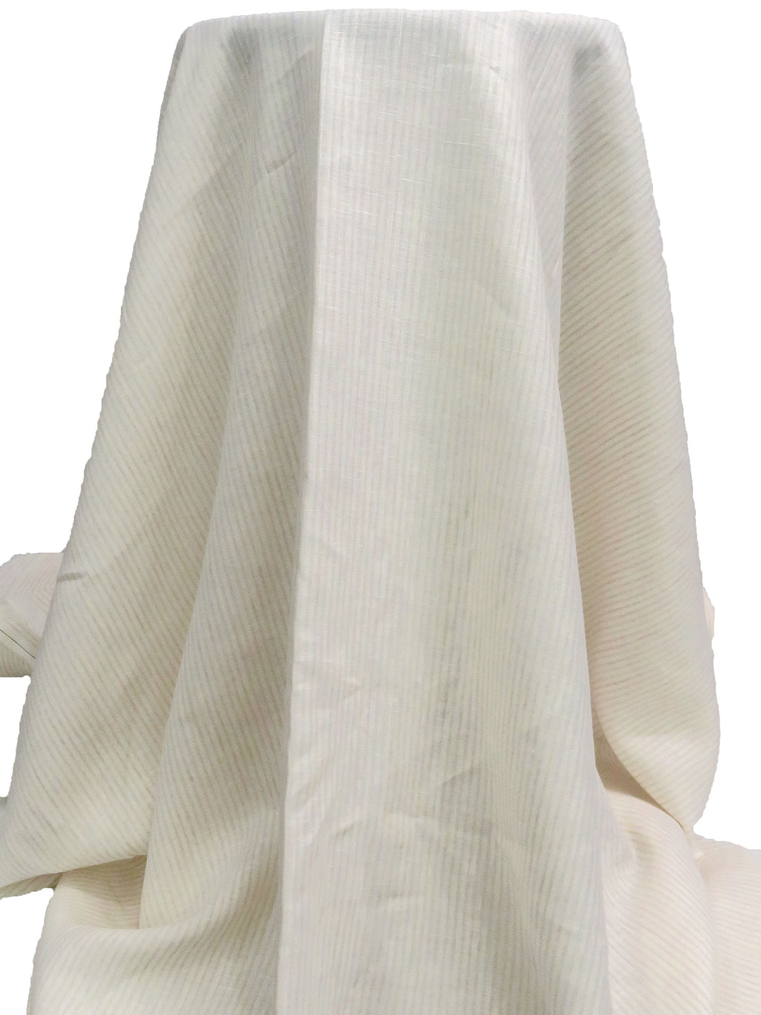 Light Sand/White 100% Linen Small Vertical Stripe Weave Shirt Weight Woven 56W