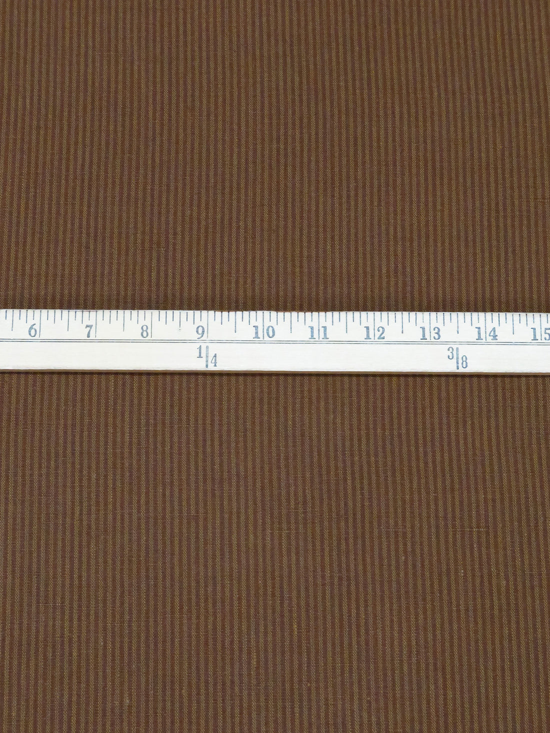 Chocolate/Muted Field Drab 100% Linen Small Vertical Stripe Weave Suiting 58W
