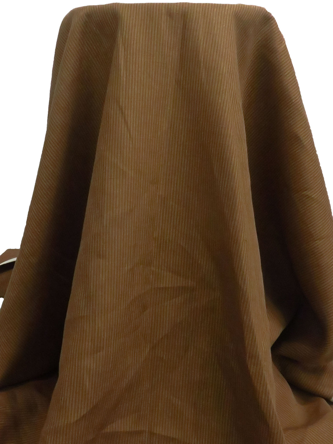 Chocolate/Muted Field Drab 100% Linen Small Vertical Stripe Weave Suiting 58W