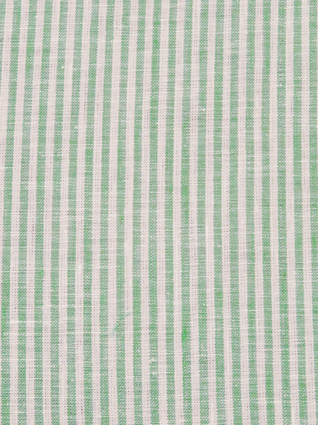 Middle Green/Off-White 100% Linen Small Vertical Stripe Weave Shirt Weight Woven 56W