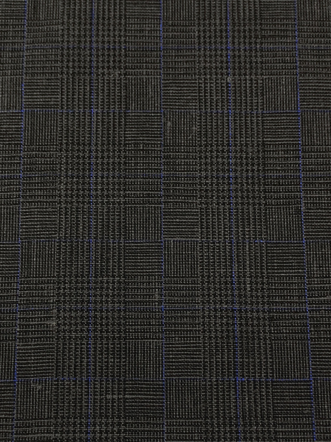 Gray/Black/Cobalt Blue 100% Linen Yarn-Dyed Plaid Shirt Weight Woven 58W