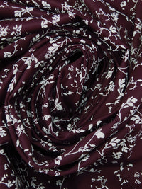 Dark Old Mauve/White 100% Cotton Floral Stem Silhouette Print Sateen Shirting 58W