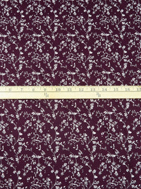 Dark Old Mauve/White 100% Cotton Floral Stem Silhouette Print Sateen Shirting 58W