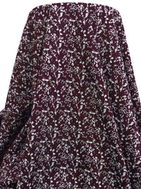 Dark Old Mauve/White 100% Cotton Floral Stem Silhouette Print Sateen Shirting 58W