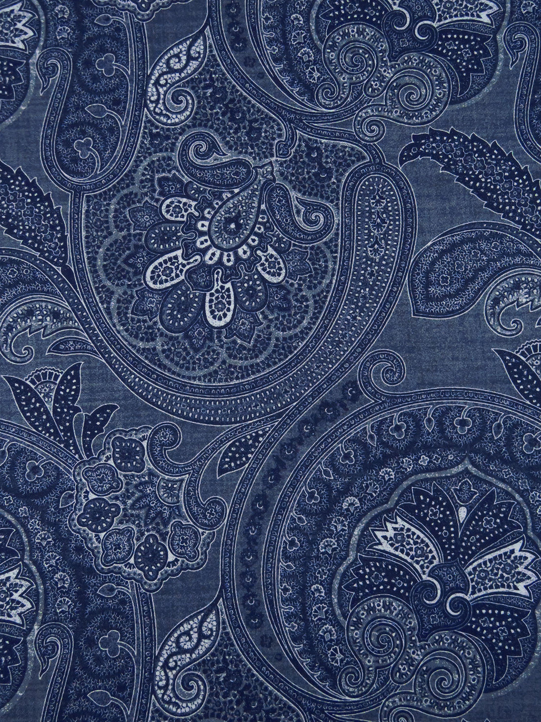 Light Navy/Dark Slate Blue/Dark Navy/Multi 100% Cotton Ornate Novelty Paisley Print Shirting 56W