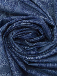 Light Navy/Dark Slate Blue/Dark Navy/Multi 100% Cotton Ornate Novelty Paisley Print Shirting 56W