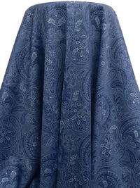 Light Navy/Dark Slate Blue/Dark Navy/Multi 100% Cotton Ornate Novelty Paisley Print Shirting 56W