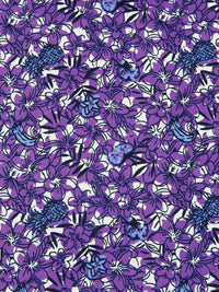Cadmium Violet/White/Jordy Blue/Multi Cotton/Lycra Floral & Tropical Fruit Print Stretch Twill Shirt Weight Woven 54W