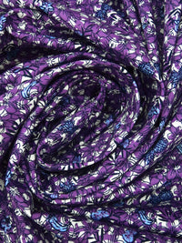 Cadmium Violet/White/Jordy Blue/Multi Cotton/Lycra Floral & Tropical Fruit Print Stretch Twill Shirt Weight Woven 54W