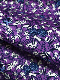 Cadmium Violet/White/Jordy Blue/Multi Cotton/Lycra Floral & Tropical Fruit Print Stretch Twill Shirt Weight Woven 54W