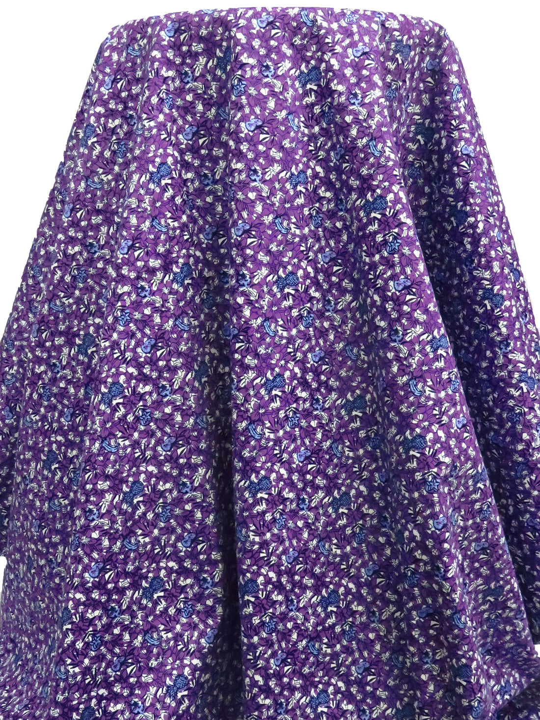 Cadmium Violet/White/Jordy Blue/Multi Cotton/Lycra Floral & Tropical Fruit Print Stretch Twill Shirt Weight Woven 54W