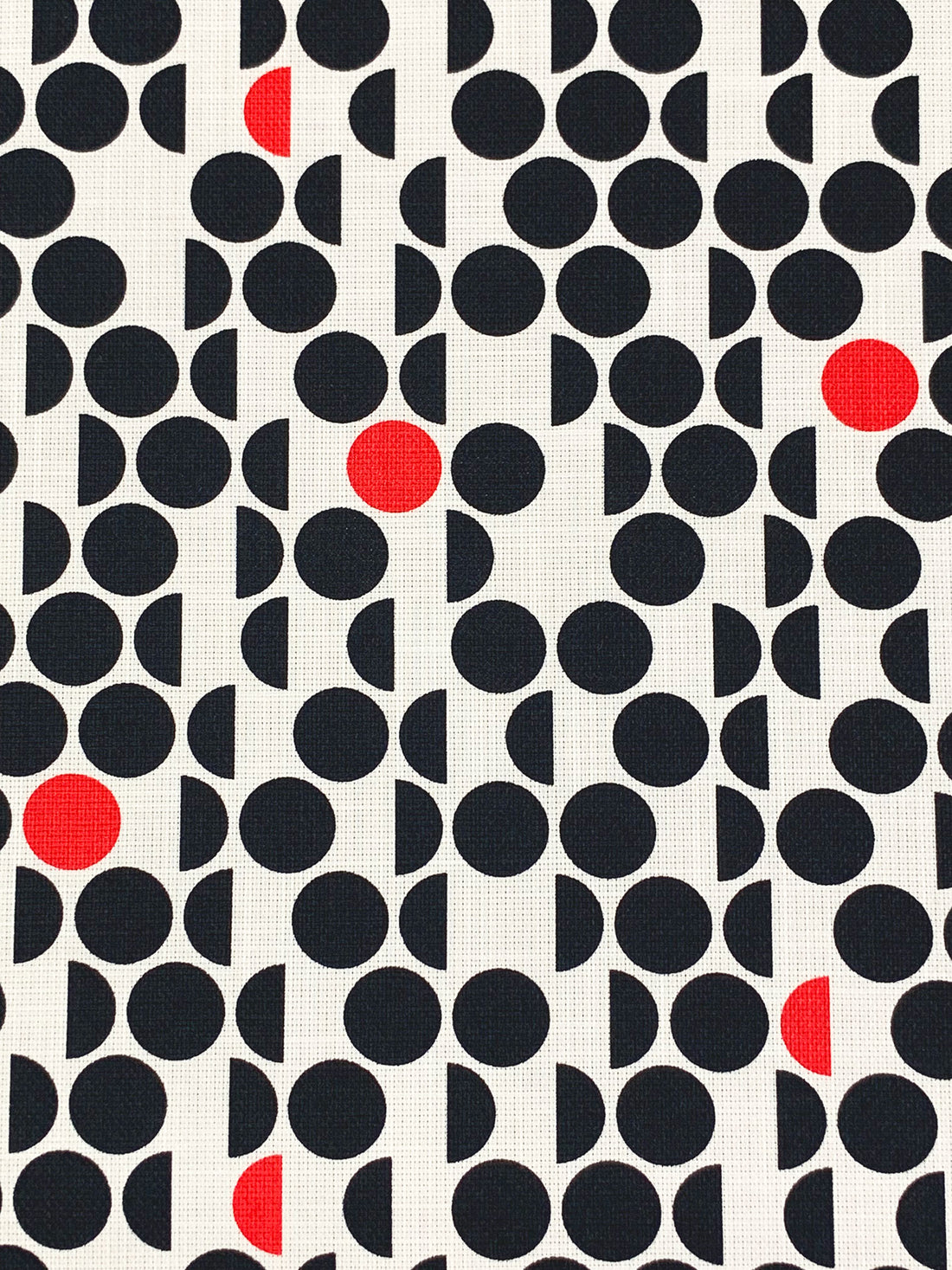 Eggshell/Muted Black/Red 100% Cotton Multi Split Dot Print Basketweave Weave Shirting 57W